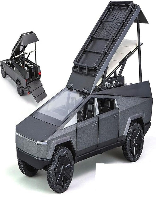 KENIRY Exclusive Alloy Metal Pull Back Die-cast Car Model with Sound Light Mini Auto Toy for Kids Metal Model Toy Car with Sound and Light (1:24 Tesla Pickup Classic -Black) - Image 1